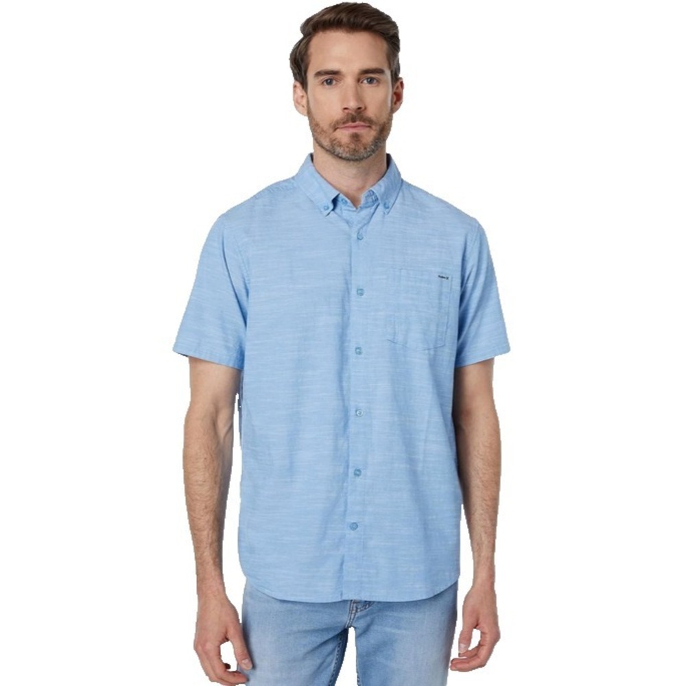 Mans Size S - Hurley One & Only Stretch Short Sleeve Woven Blue Oxford